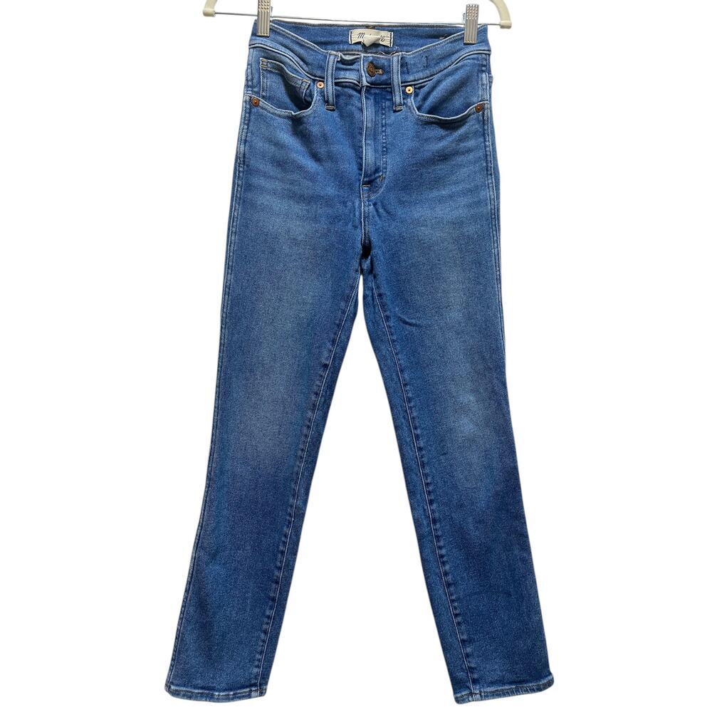 Madewell Jeans Women’s Size 24 Stovepipe High Rise Straight Leg Blue Denim - Picture 2 of 8